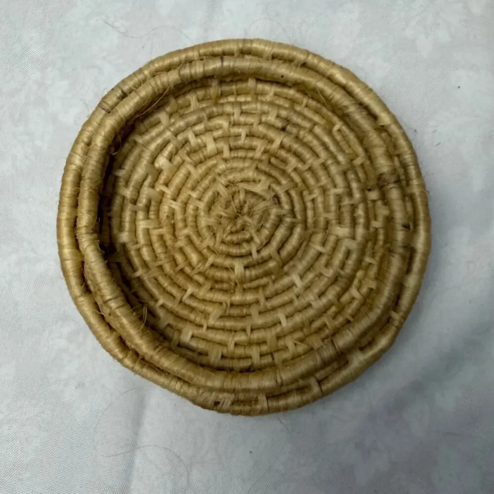 Tohono O'odham Papago Style Coiled Yucca Pig Effigy Basket w Lid Folk Art Animal